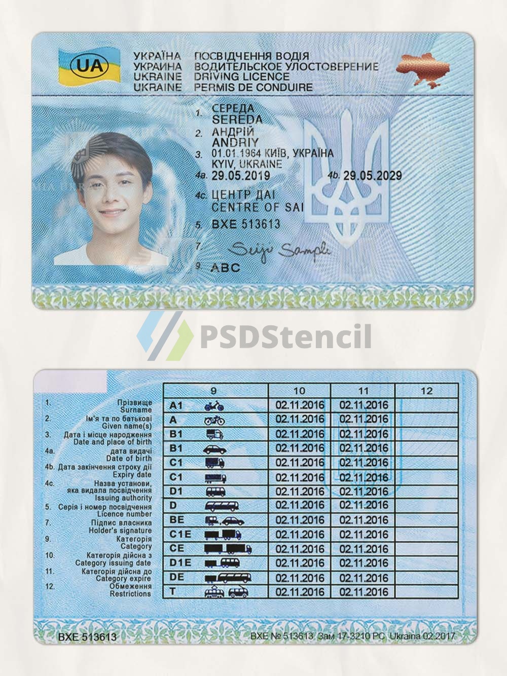 东欧|Ukraine Driver’s License乌克兰驾照/驾驶证PS/PSD模板（V3版）