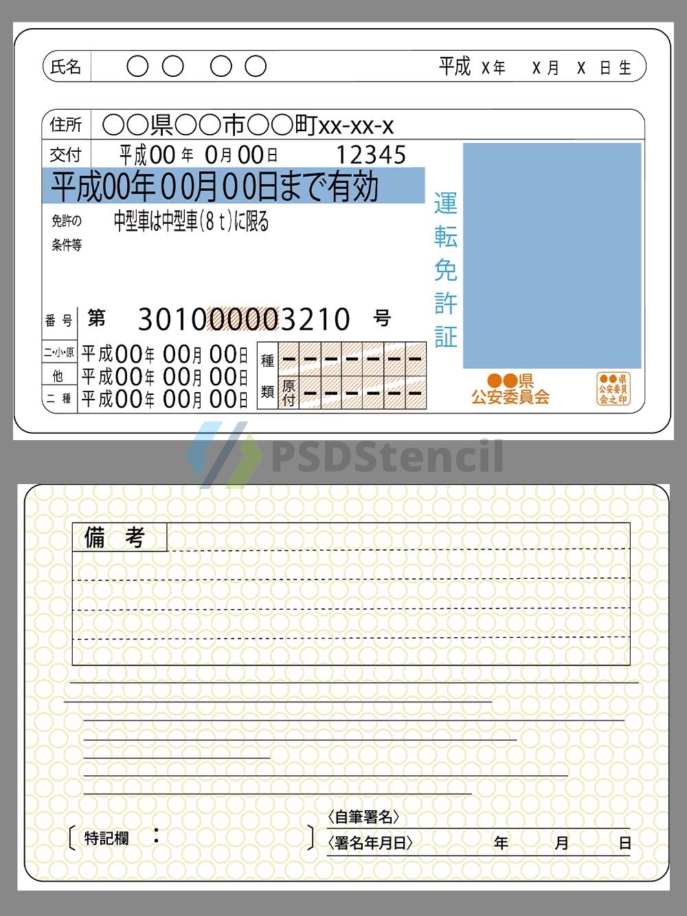 Japan Driver License Template日本驾照/驾驶证AI/EPS模板（V2版）