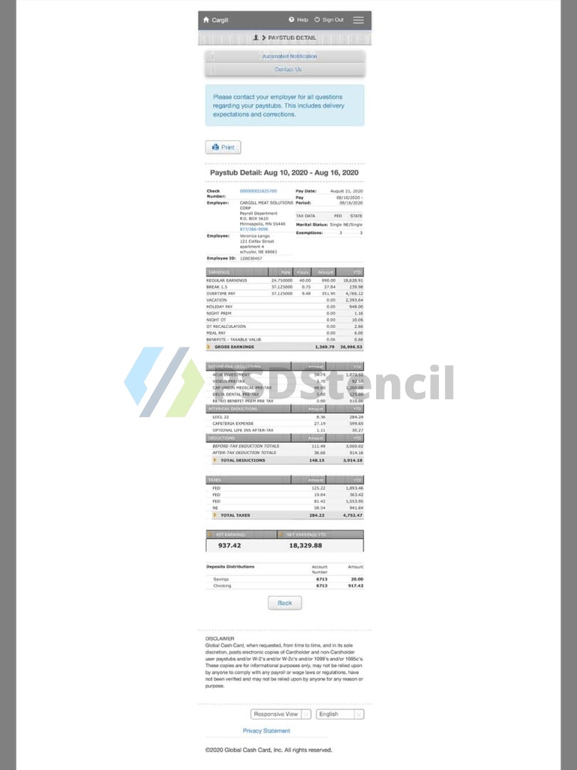 Experian Bank Statement银行账单/KYC地址证明pdf模板