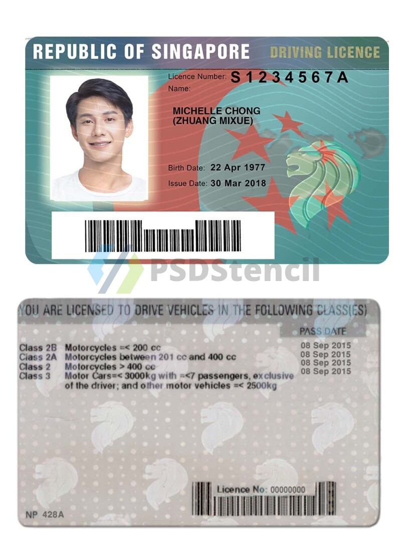 东南亚|Singapore DL新加坡驾驶证/驾照PSD/photoshop模板