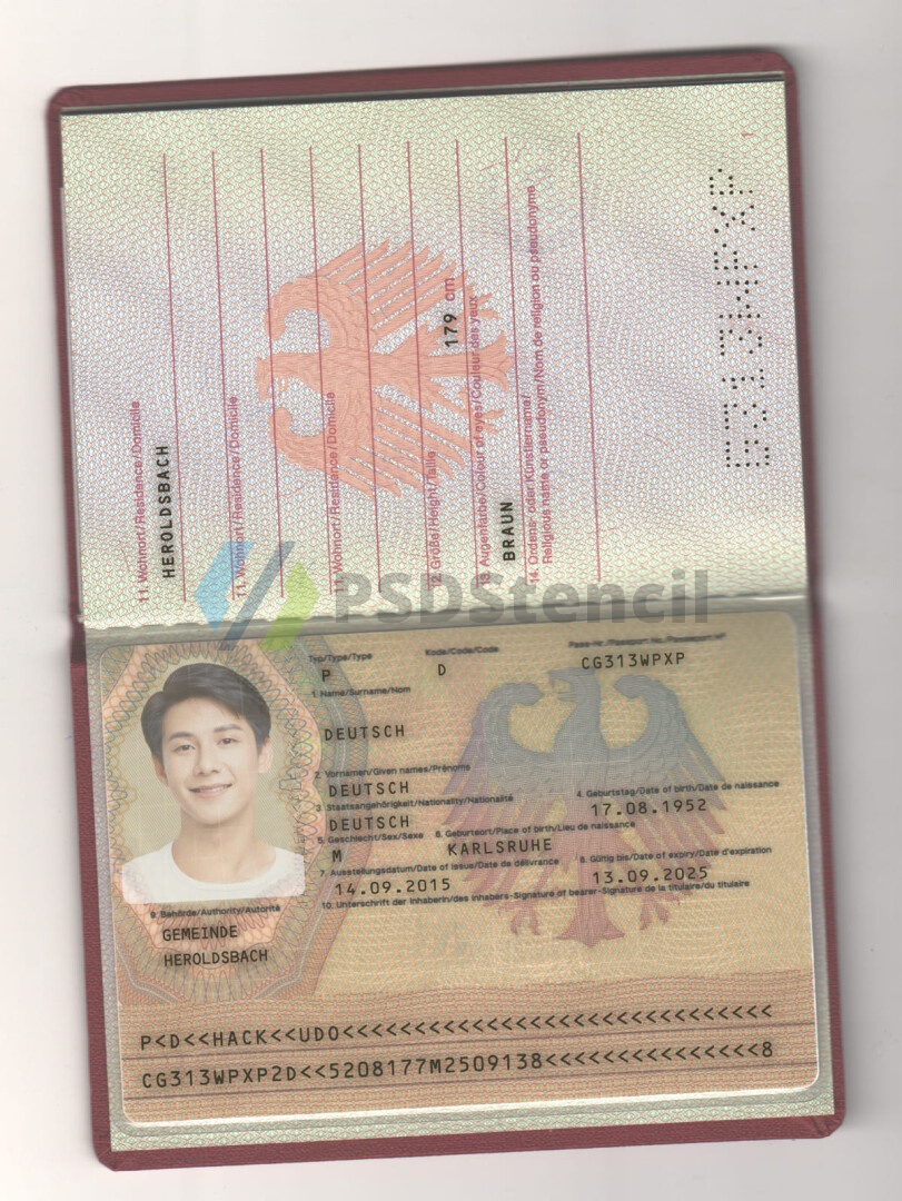 欧盟|Germany Passport德国老版护照PSD/photoshop/PS模板（V1）