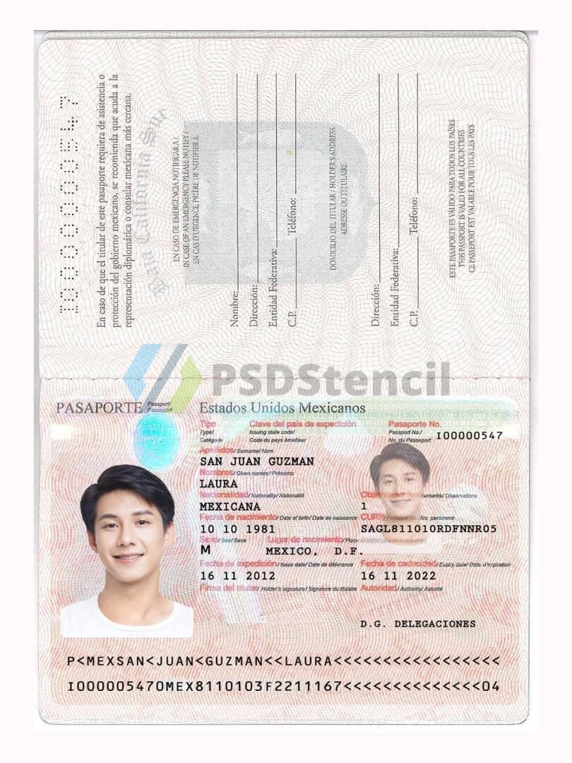 北美|Mexico Passport墨西哥护照PSD/photoshop/PS模板