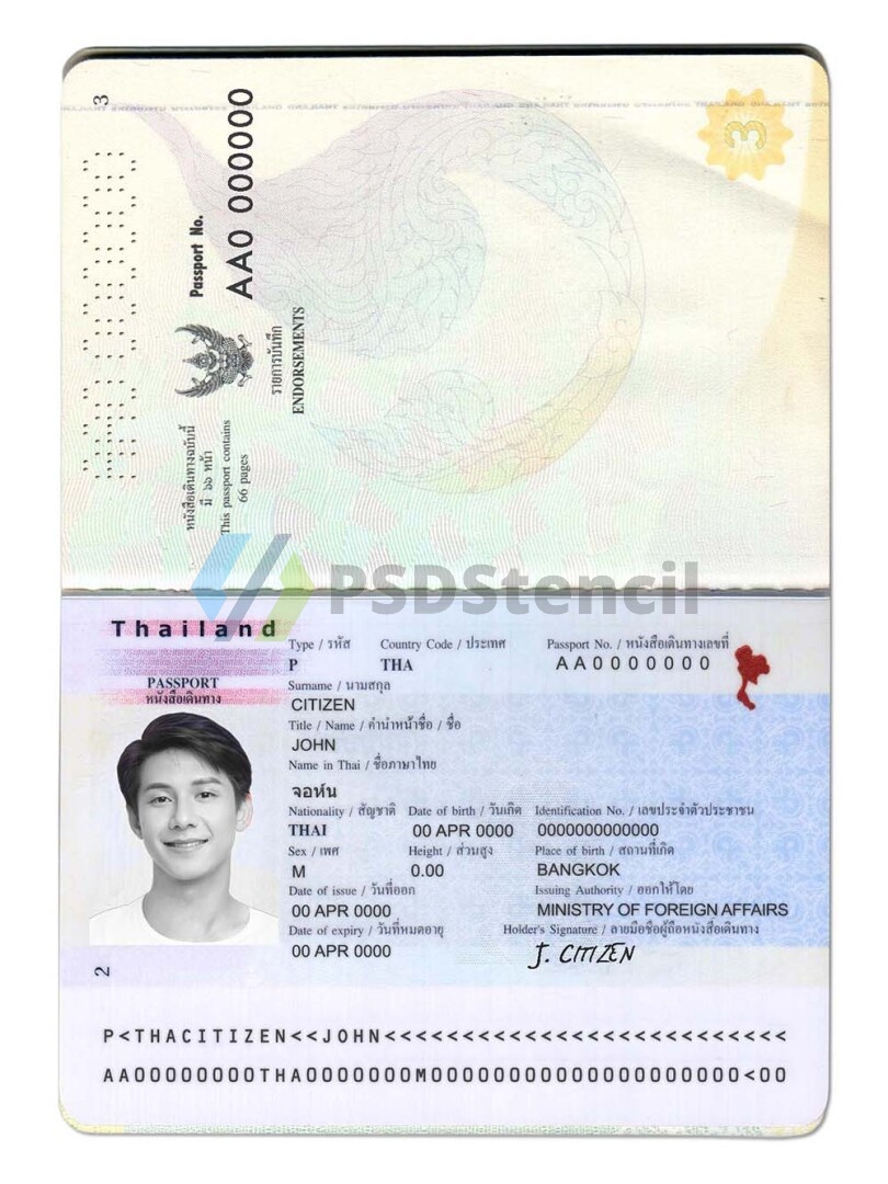 东南亚|Thailand Passport泰国护照PSD/Photoshop/PS模板