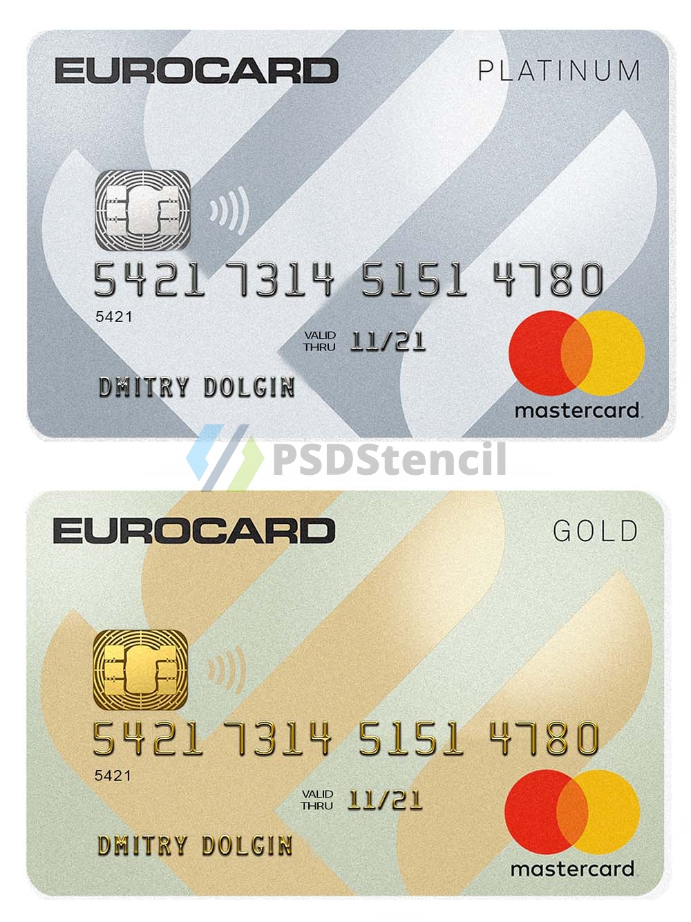 Mastercard Eurocard Platinum&Gold Card欧洲万事达铂金卡PS/PSD模板