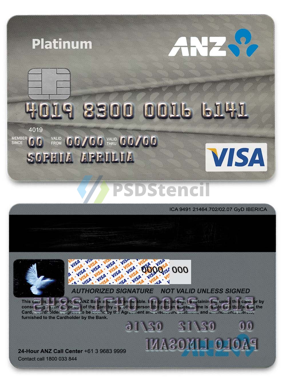 ANZ Bank Visa Platinum Card澳新银行维萨白金卡PS/PSD模板