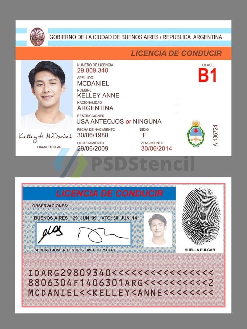 南美|Argentina DL阿根廷驾照/驾驶证PSD/Photoshop/PS模板