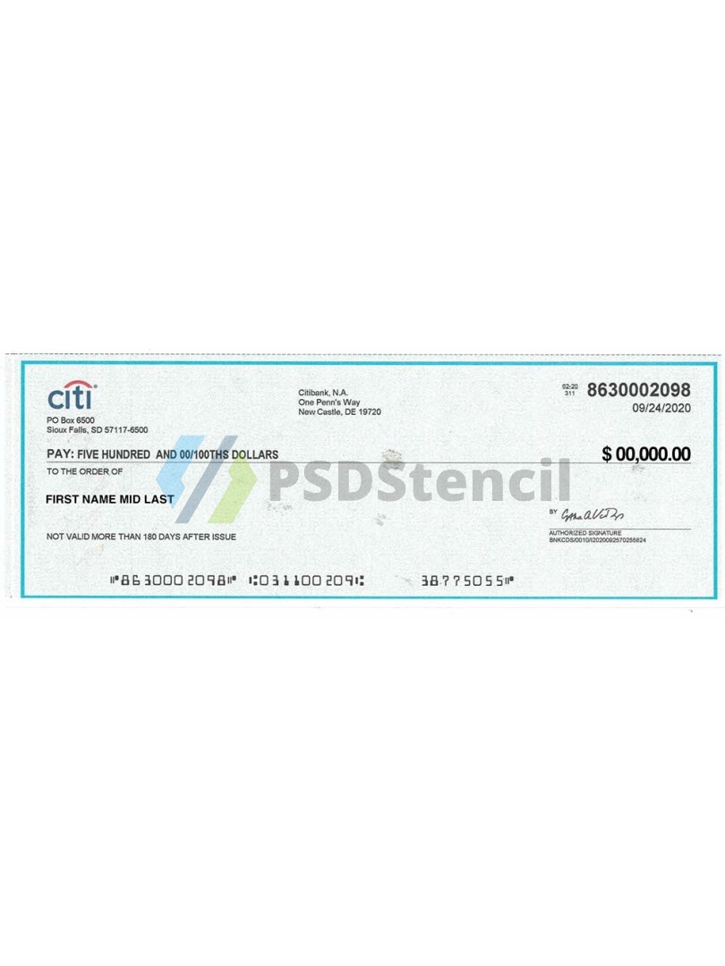 Citibank Cheque Statement银行账单/KYC地址证明psd模板 V1