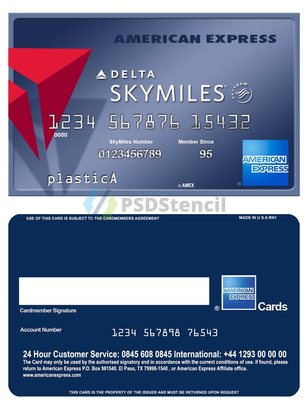 American Express Delta Skymiles Card美国运通达美航空信用卡PS/PSD模板