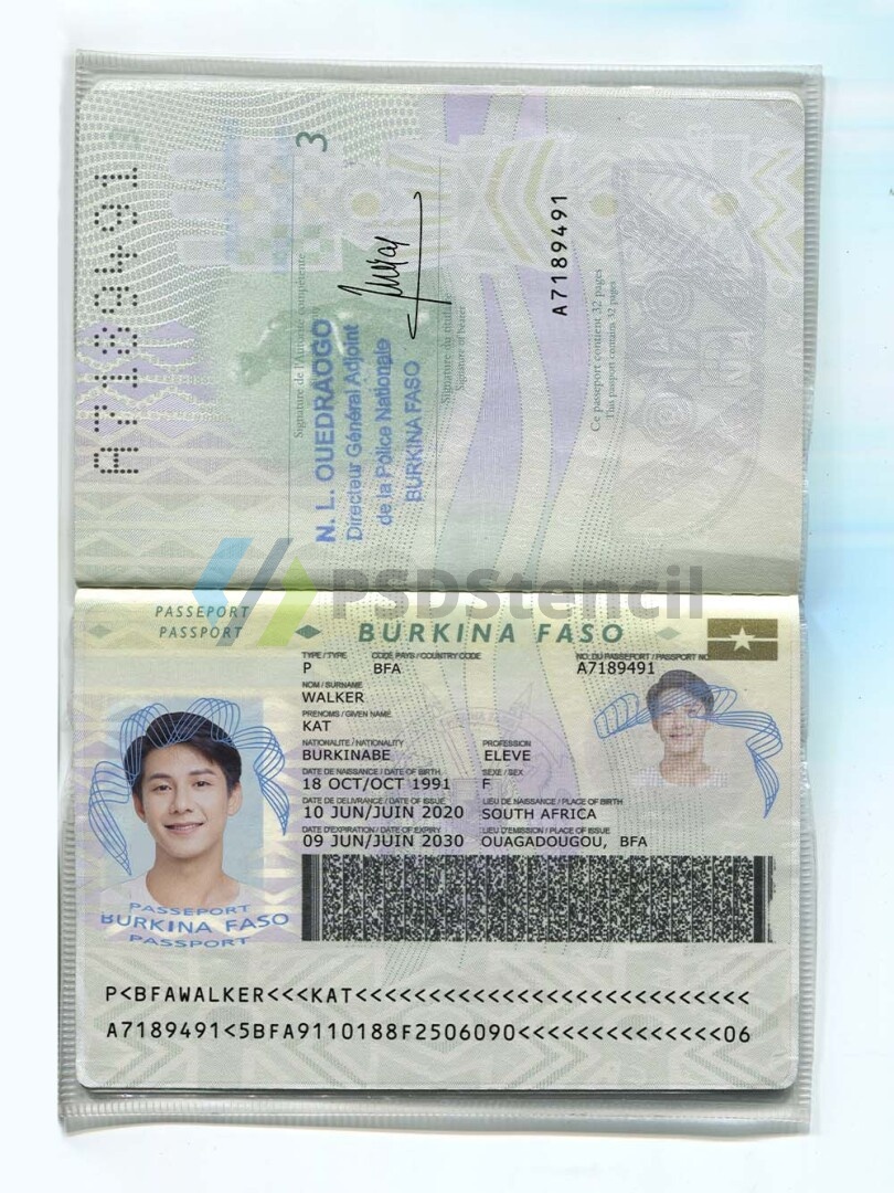 非洲 | 西非Burkina Faso Passport布基纳法索护照PSD/photoshop/ps模板