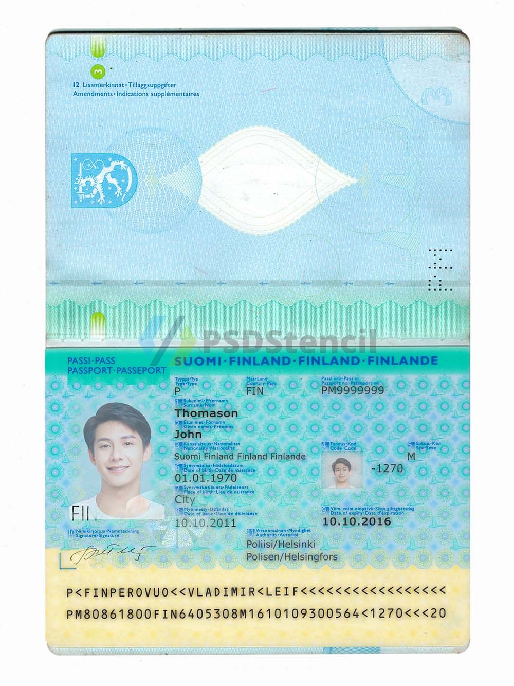 欧盟|北欧|Finland Passport芬兰护照PS/Photoshop/PSD模板（V2版）