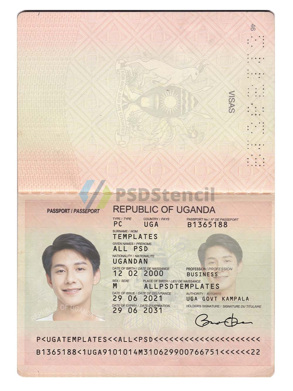 非洲|东非| Uganda Passport乌干达护照PS/Photoshop/PSD模板
