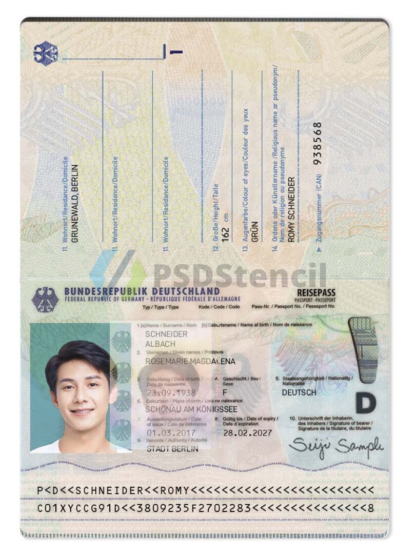 欧盟|Germany Passport德国新版护照PSD/photoshop/ps模板