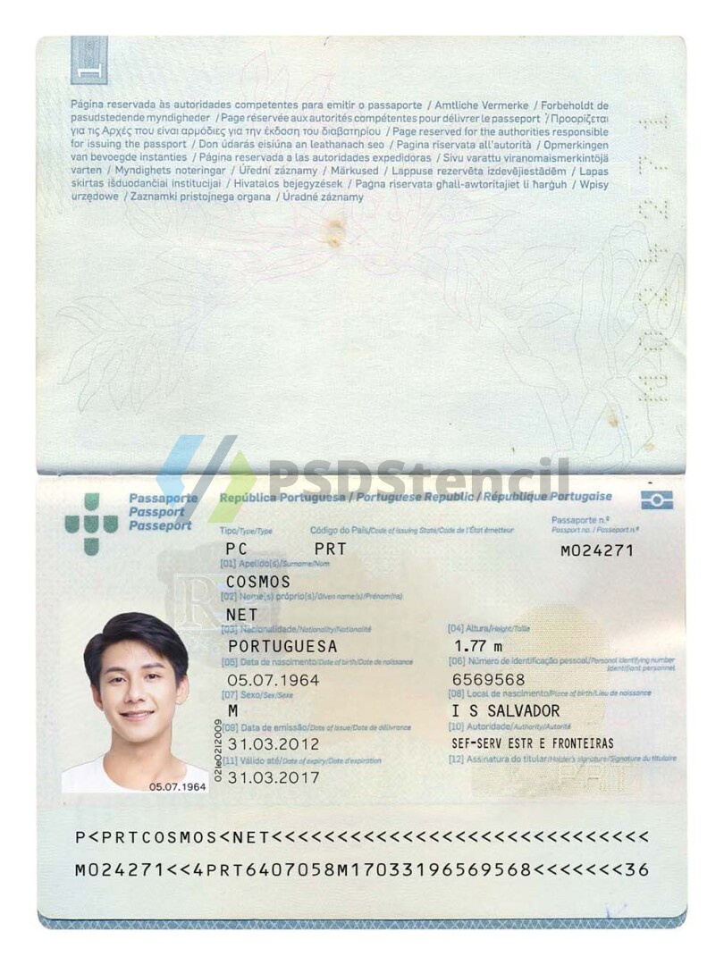 欧盟| Portugal Passport葡萄牙护照PSD/photoshop/PS模板