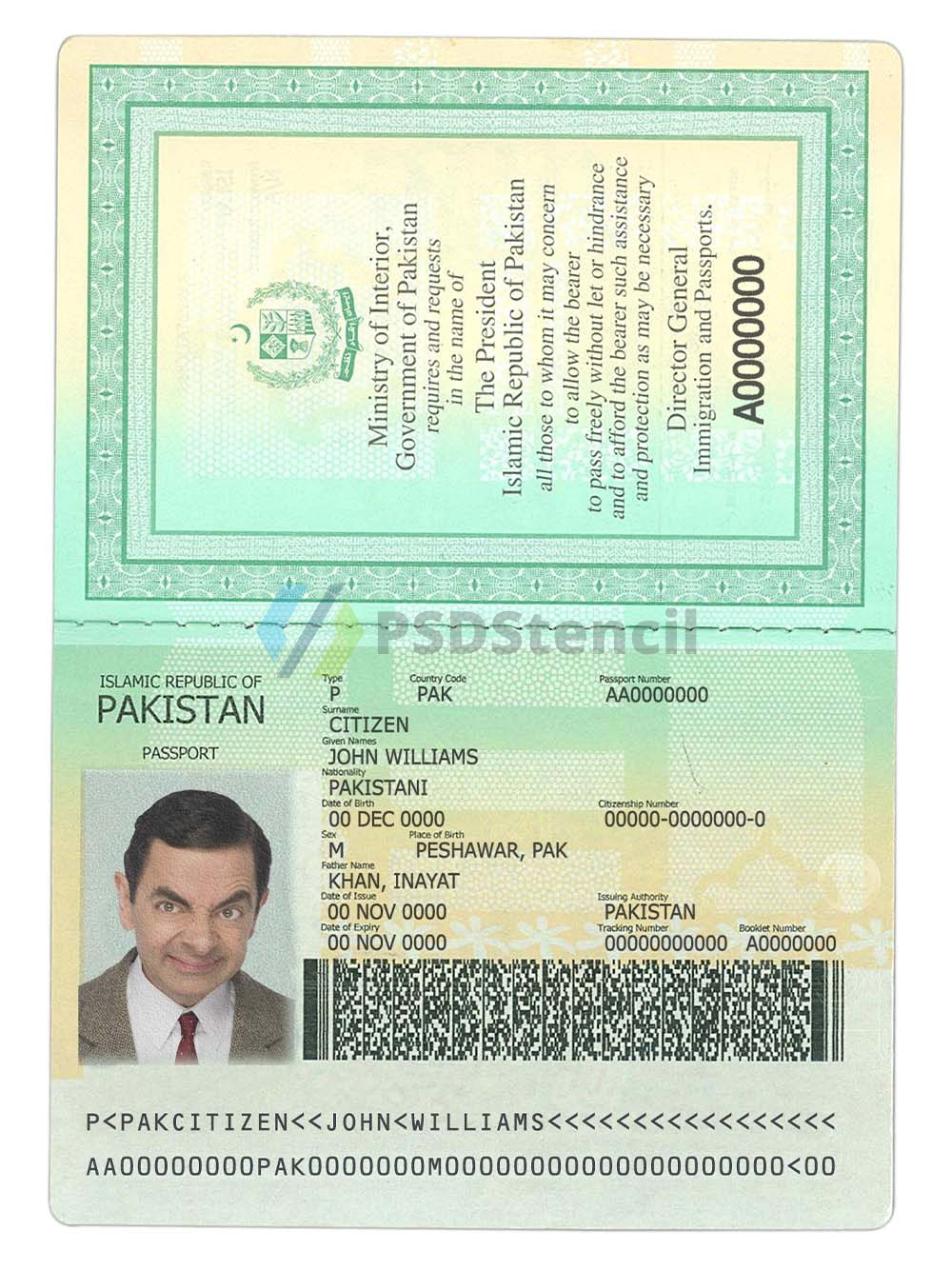南亚| Pakistan Passport Template巴基斯坦护照PS/PSD模板