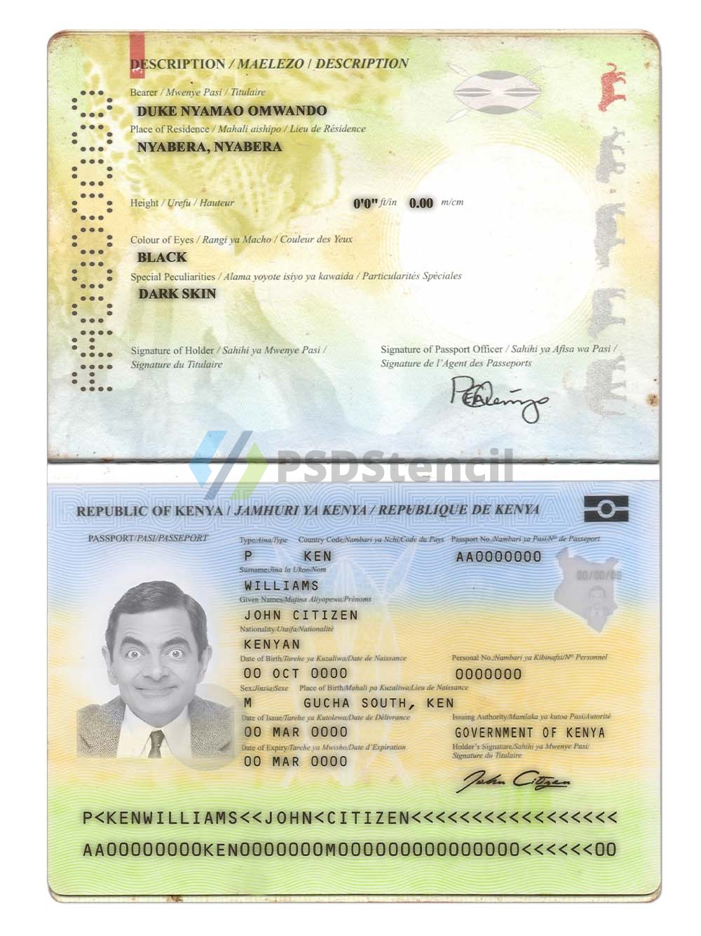 非洲| Kenya Passport Template肯尼亚新版护照PSD模板 (V2)