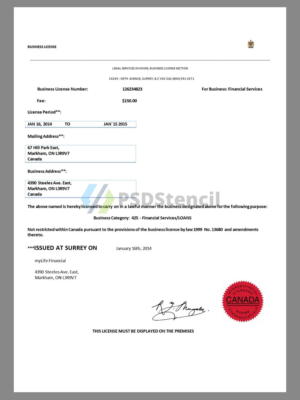 Canada Ontario Business Licences加拿大安省商业/经营许可证pdf模板