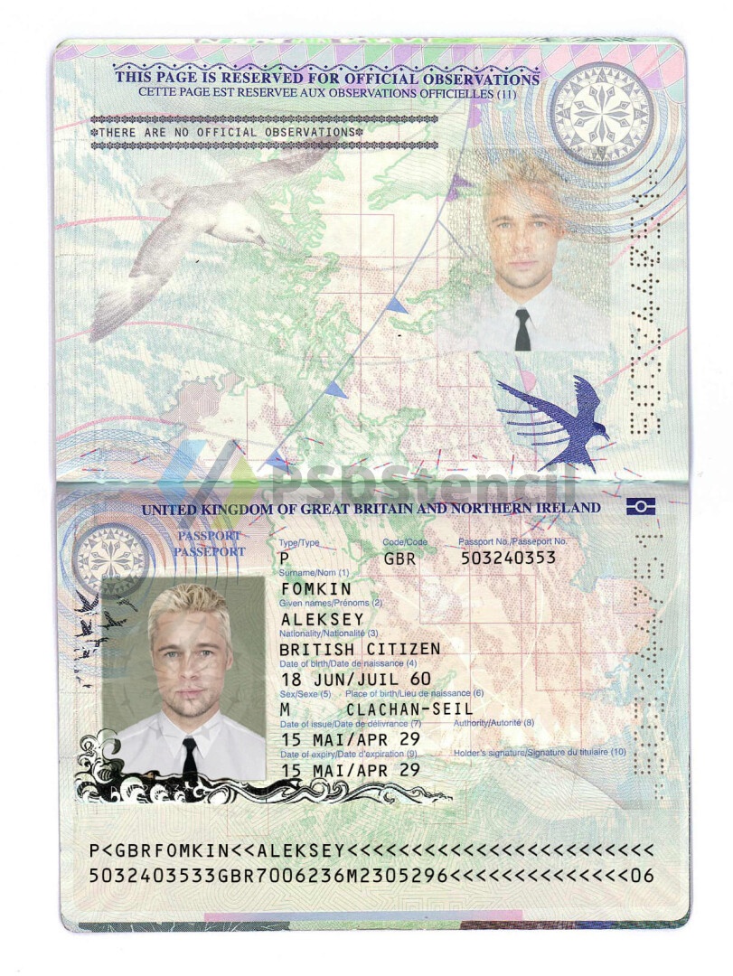 欧洲|UK Passport英国老版护照PSD/Photoshop/PS模板（V1）