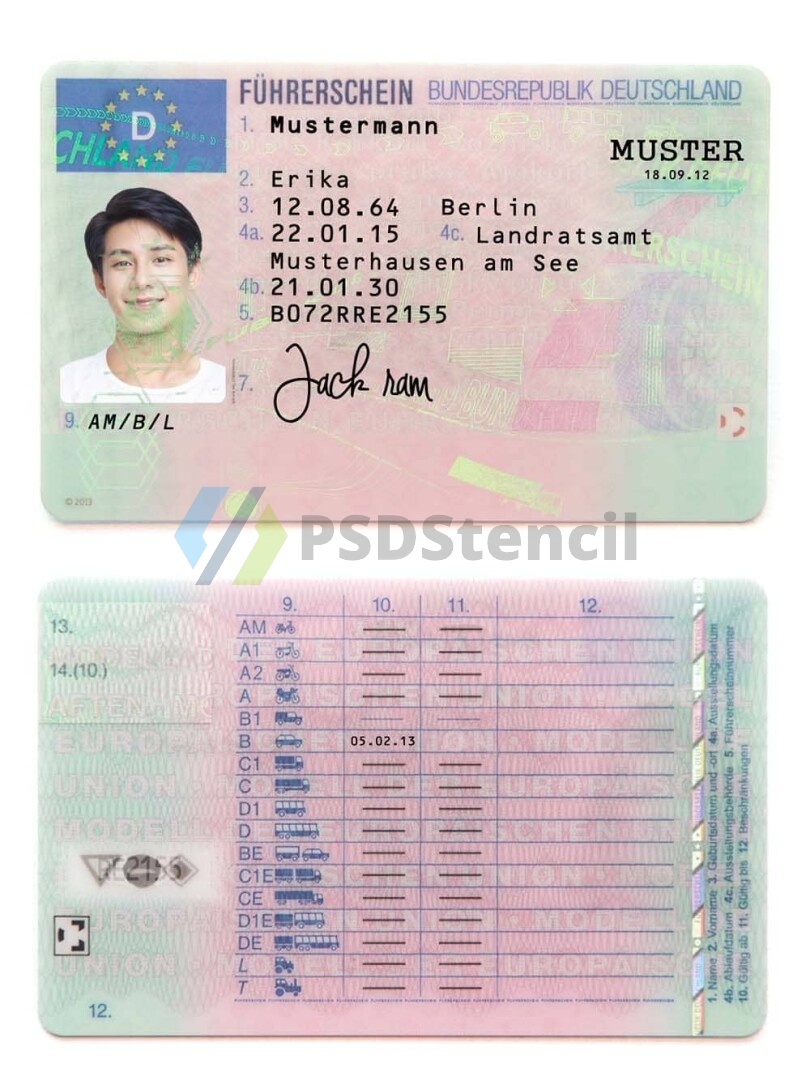 欧盟|Germany DL德国驾照/驾驶证PSD/Photoshop/PS模板