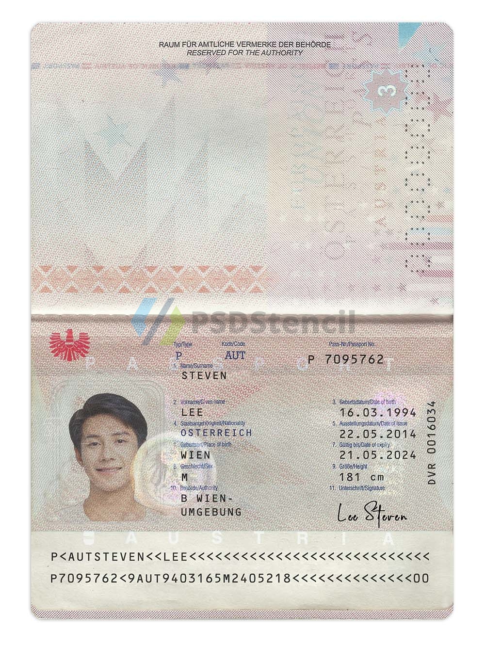欧盟|Austria Passport Template奥地利护照PS/PSD模板（V2）