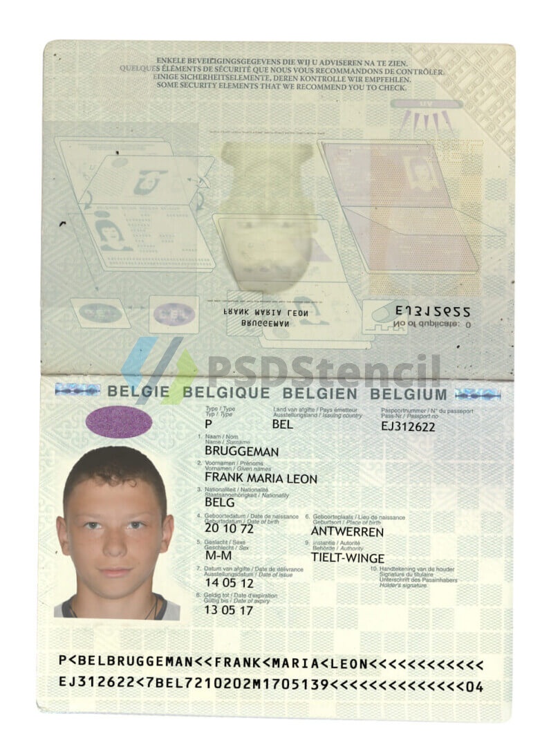 欧盟|Belgium Passport比利时护照PSD/Photoshop/PS模板