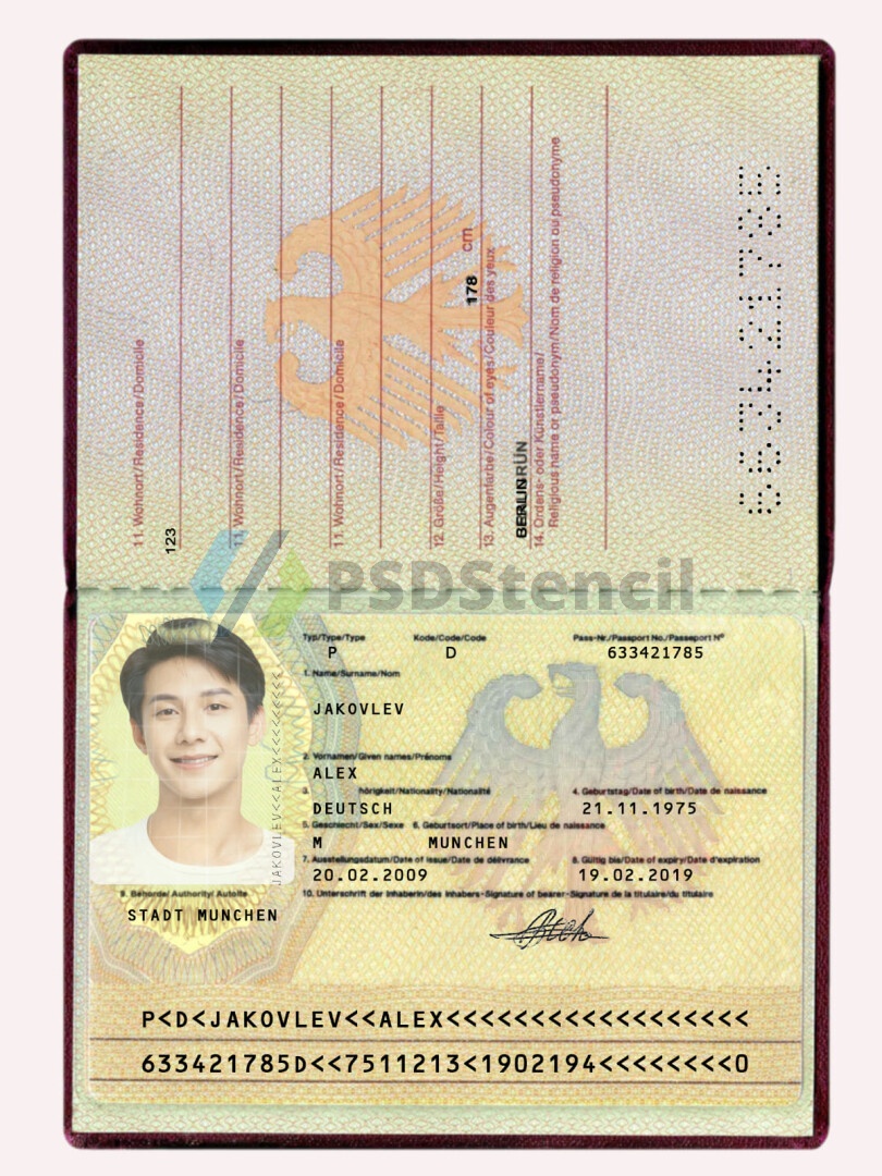 欧盟|Germany Passport德国老版护照PSD/Photoshop/PS模板（V2）
