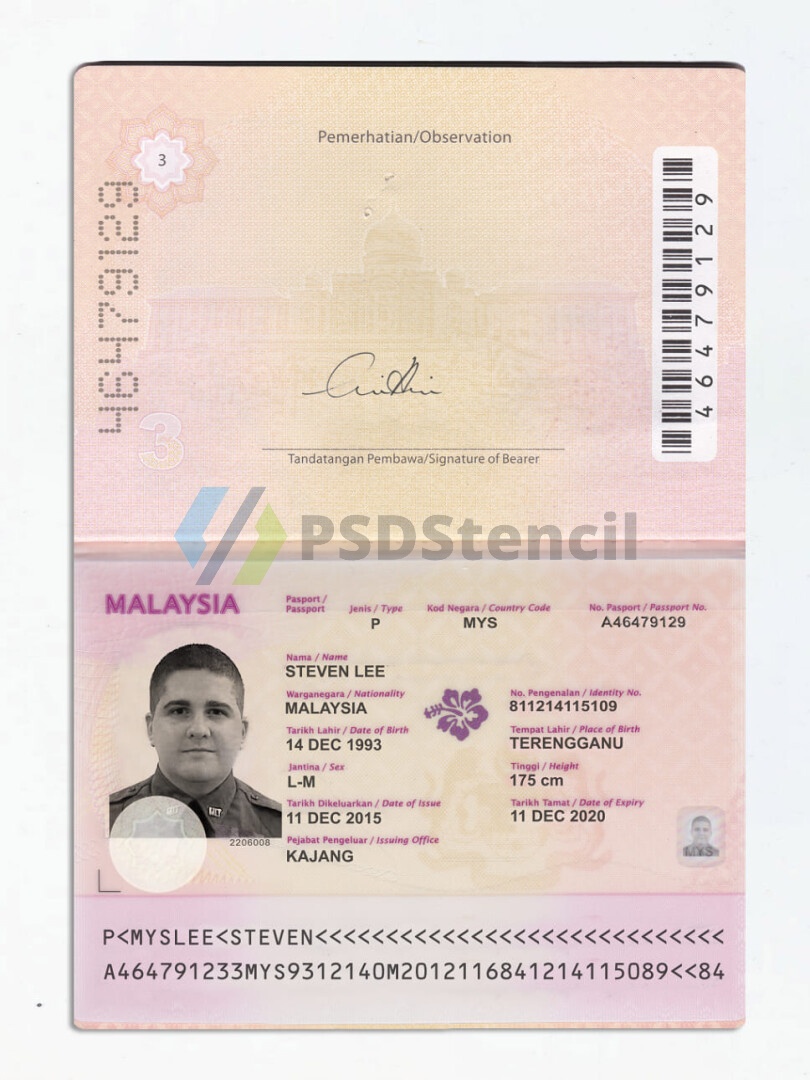 东南亚|Malaysia Passport马来西亚护照PSD/Photoshop/PS模板