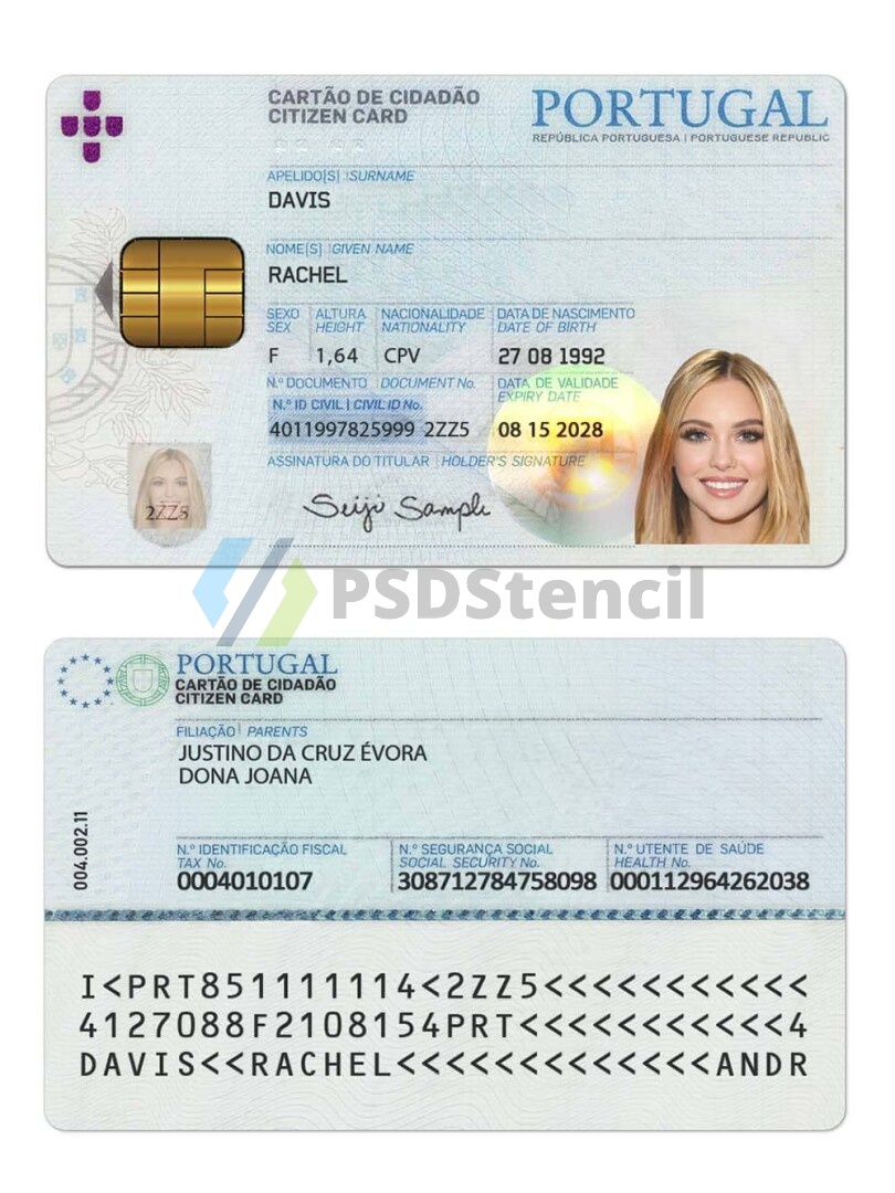 欧盟|Portugal葡萄牙ID卡/身份验证卡PSD/Photoshop/PS模板