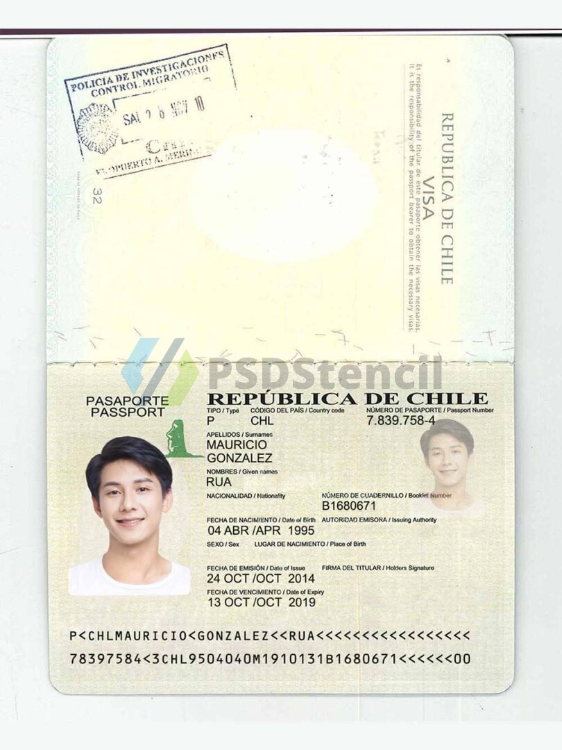 南美|拉美|Chile Passport智利护照PSD/photoshop/PS模板