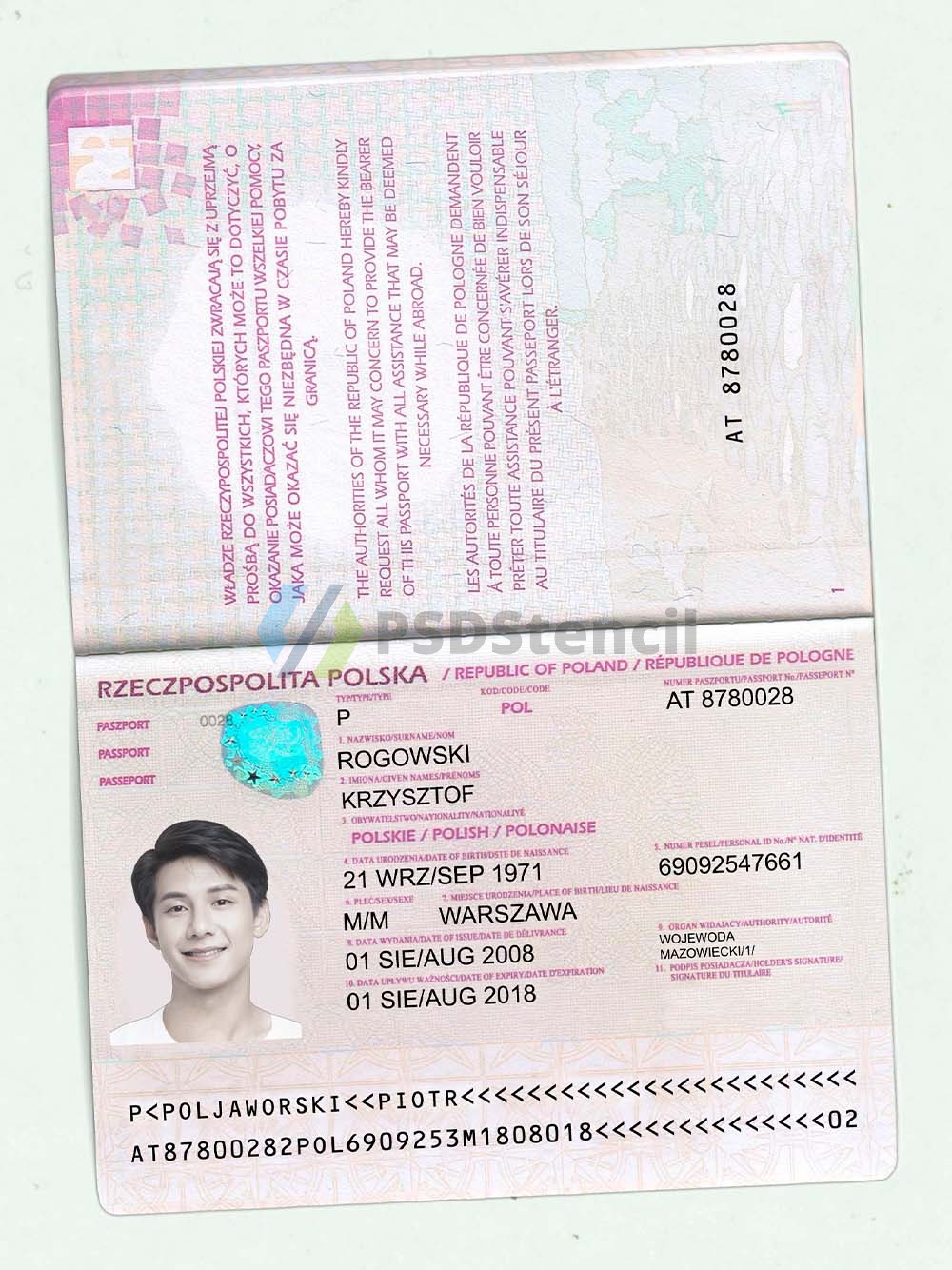欧盟|Poland Passport Template波兰护照PS/PSD模板（V1版）