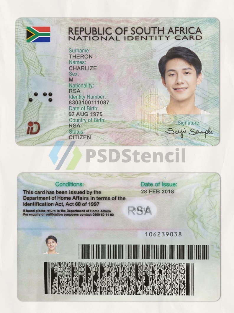 非洲|South Africa南非ID卡/身份验证卡PSD模板/Photoshop/PS