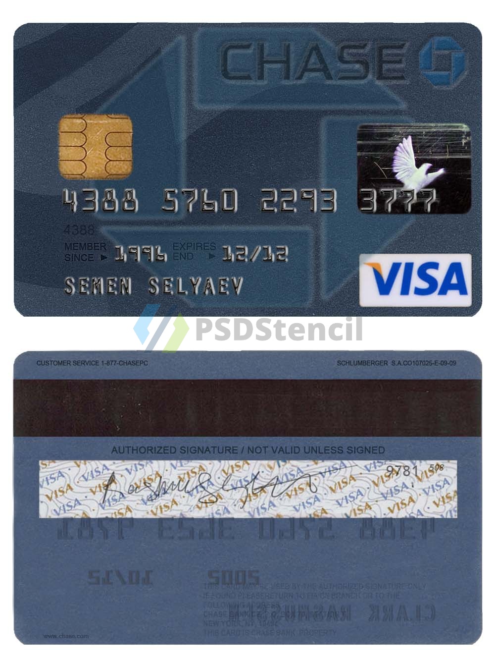 Chase Bank Visa Card美国摩根旗下大通银行维萨信用卡PS/PSD模板