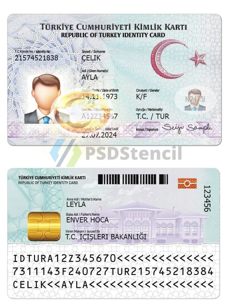 欧盟|中东|Turkey土耳其ID卡身份验证卡PSD模板/Photoshop/PS