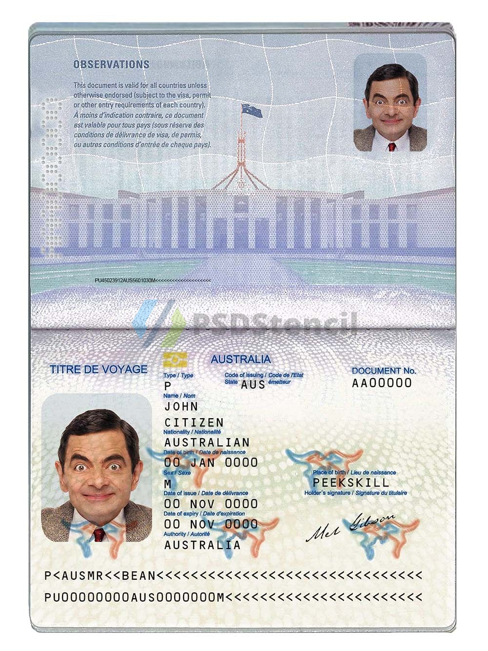 澳洲|Australia Passport澳大利亚新版护照PS/Photoshop/PSD模板