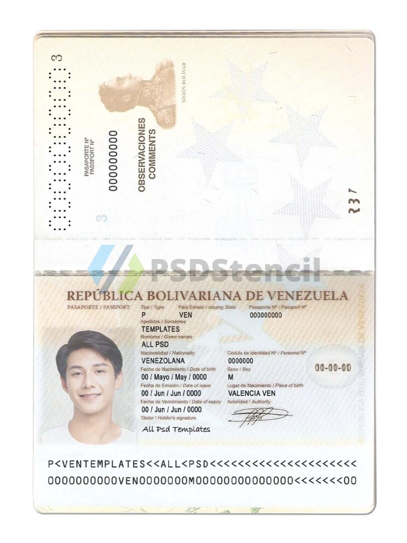南美州|拉丁美洲Venezuela Passport委内瑞拉护照PS/Photoshop/PSD模板
