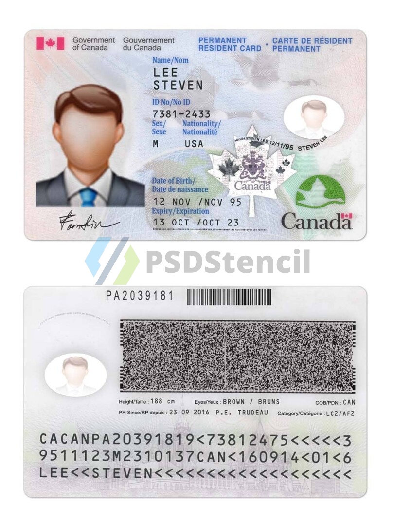 北美|Canada加拿大ID卡/身份证卡PSD/photoshop/PS模板