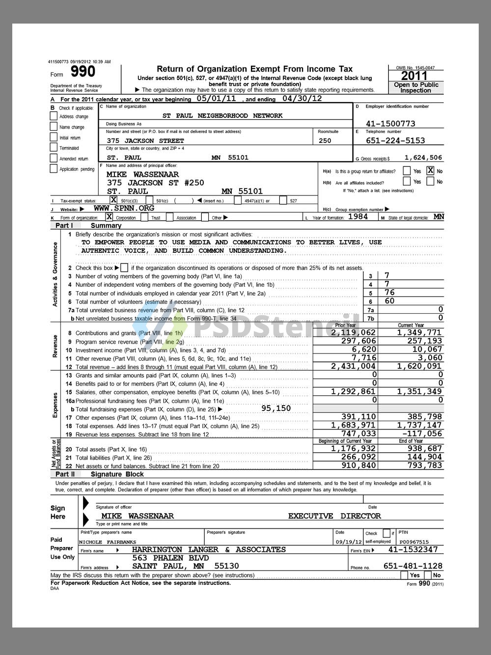 USA Return of Organization Exempt From Income Tax美国非盈组织免税报告pdf模板 V2