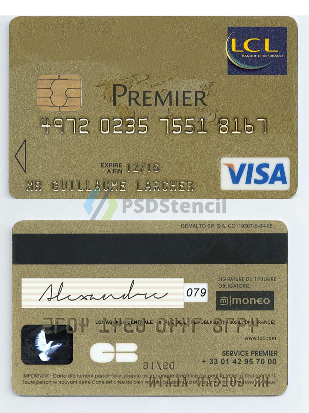 LCL Visa Premier Card法国银行维萨高端信用卡PS/PSD模板