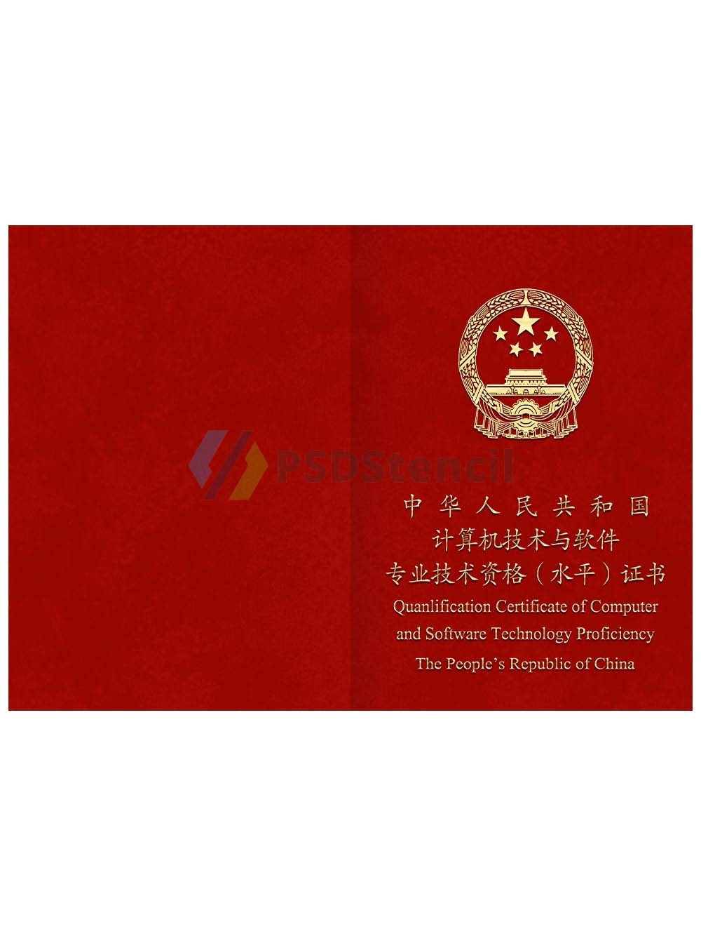 China Qualification Certificate of Computer and SoftwareTechnology计算机软件证书模板