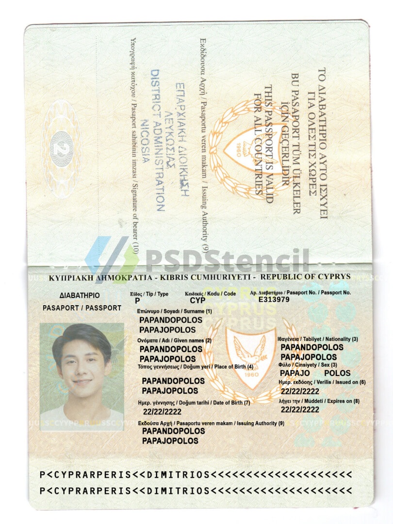欧洲|Cyprus passport塞浦路斯护照PSD/photoshop/PS模板