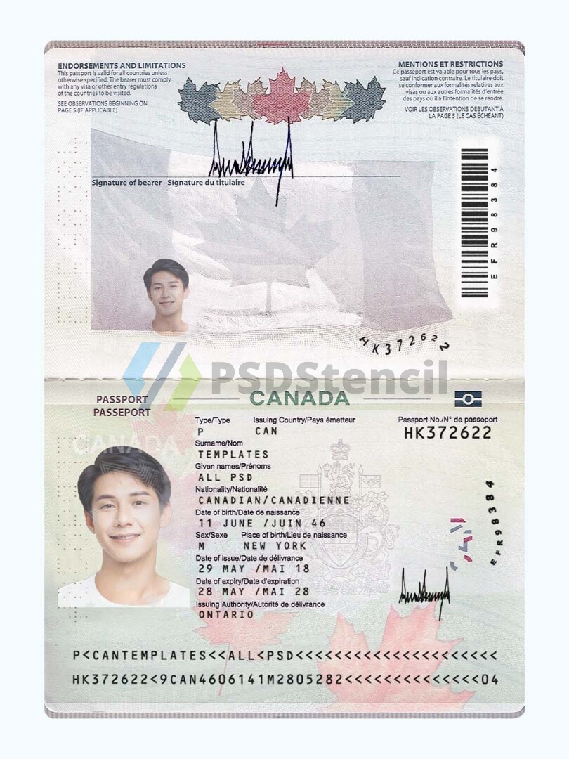 北美Canada Passport加拿大新版护照PSD/photoshop/ps模板(2013)