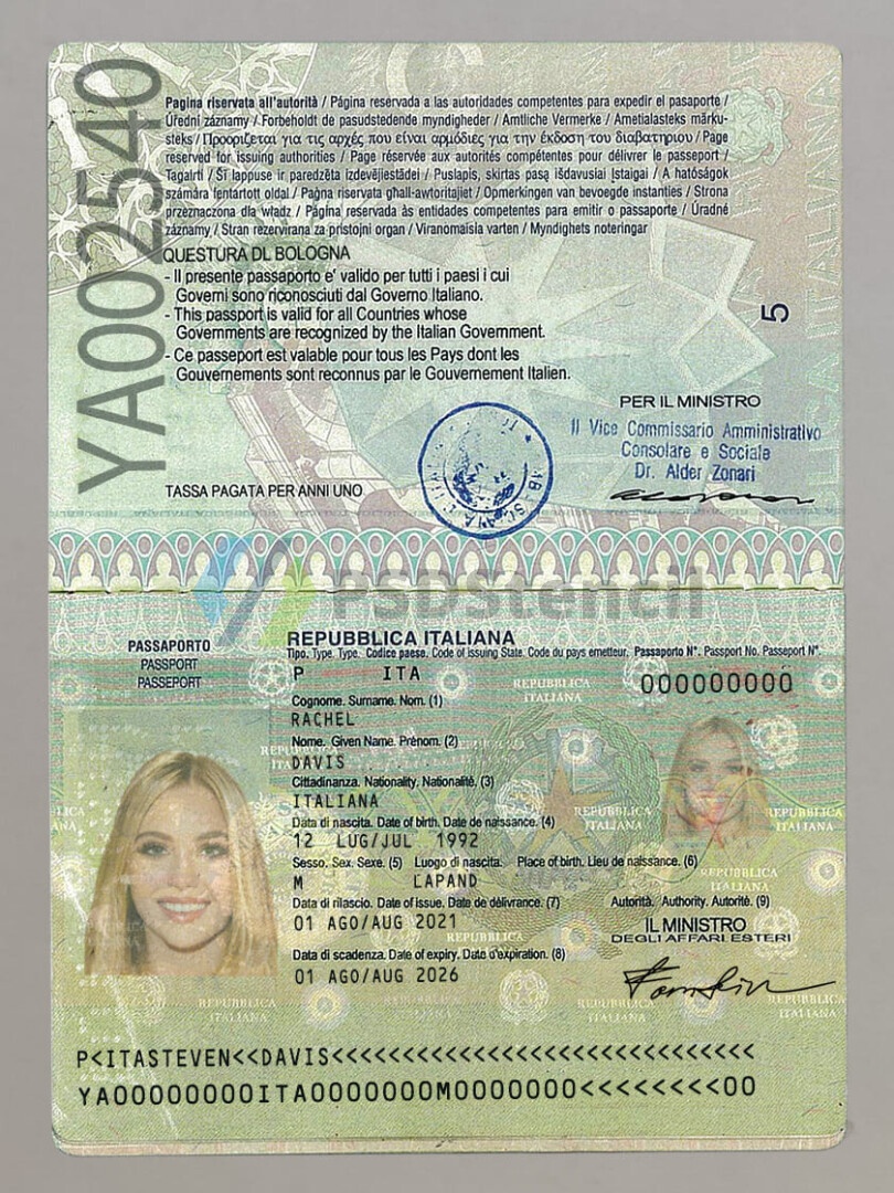 欧盟| Italy Passport意大利护照PSD/photoshop/ps模板