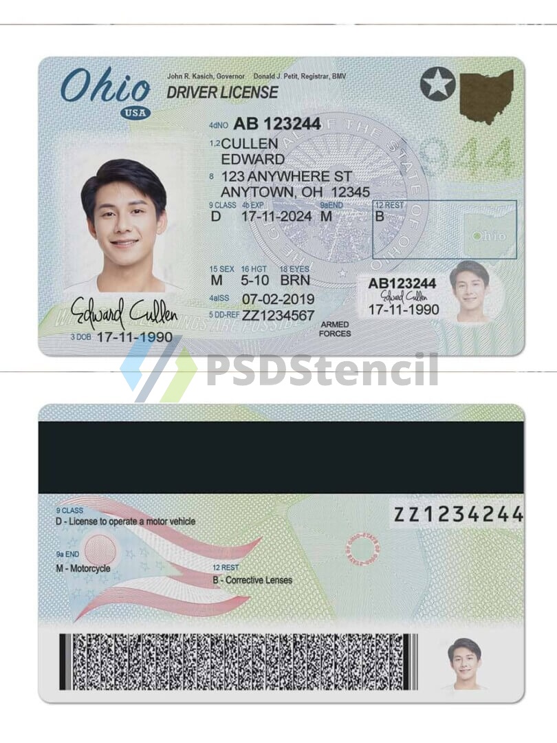 USA美国俄亥俄州Ohio DL驾驶证/驾照高质量PSD/Photoshop/PS模板