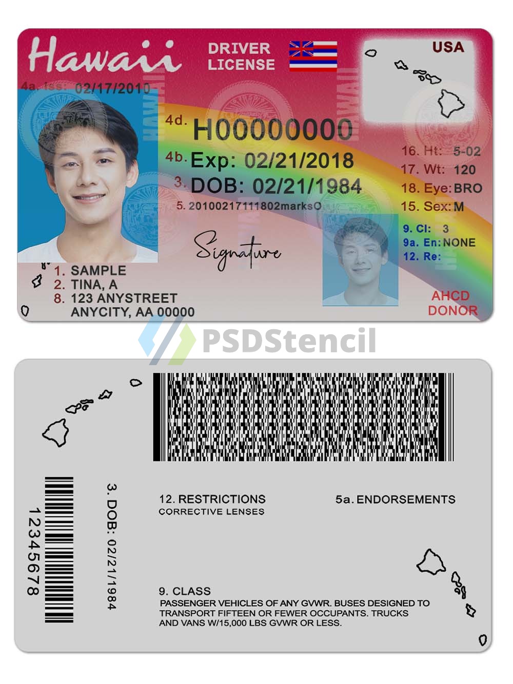 America|USA Hawaii Driver License美国夏威夷驾照PSD模板 (V3)