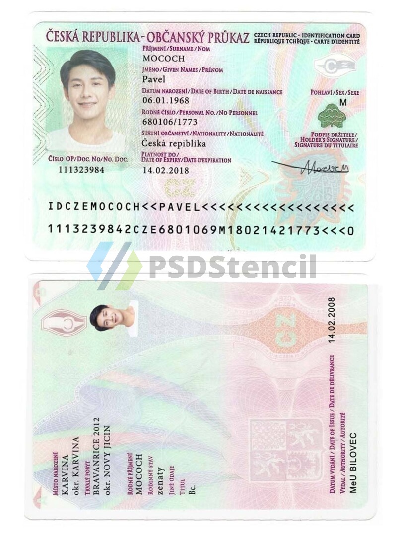 东欧|Czechia捷克ID卡/身份证卡PSD/photoshop/PS模板