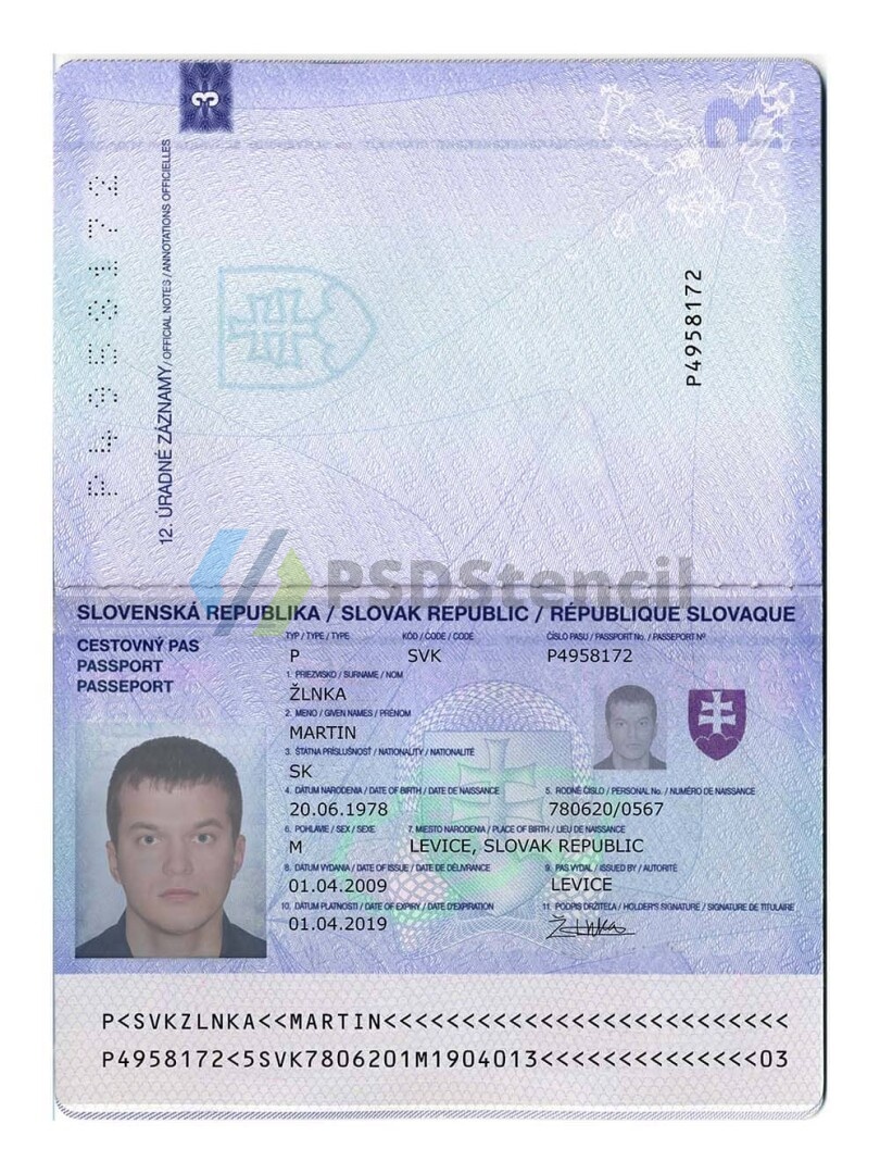 东欧|波罗的海|Slovakia Passport斯洛伐克护照PSD模板/photoshop/PS