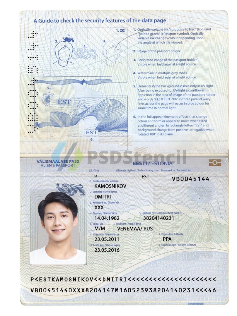 东欧|波罗的海|Estonia Passport爱沙尼亚护照PSD模板/photoshop/PS