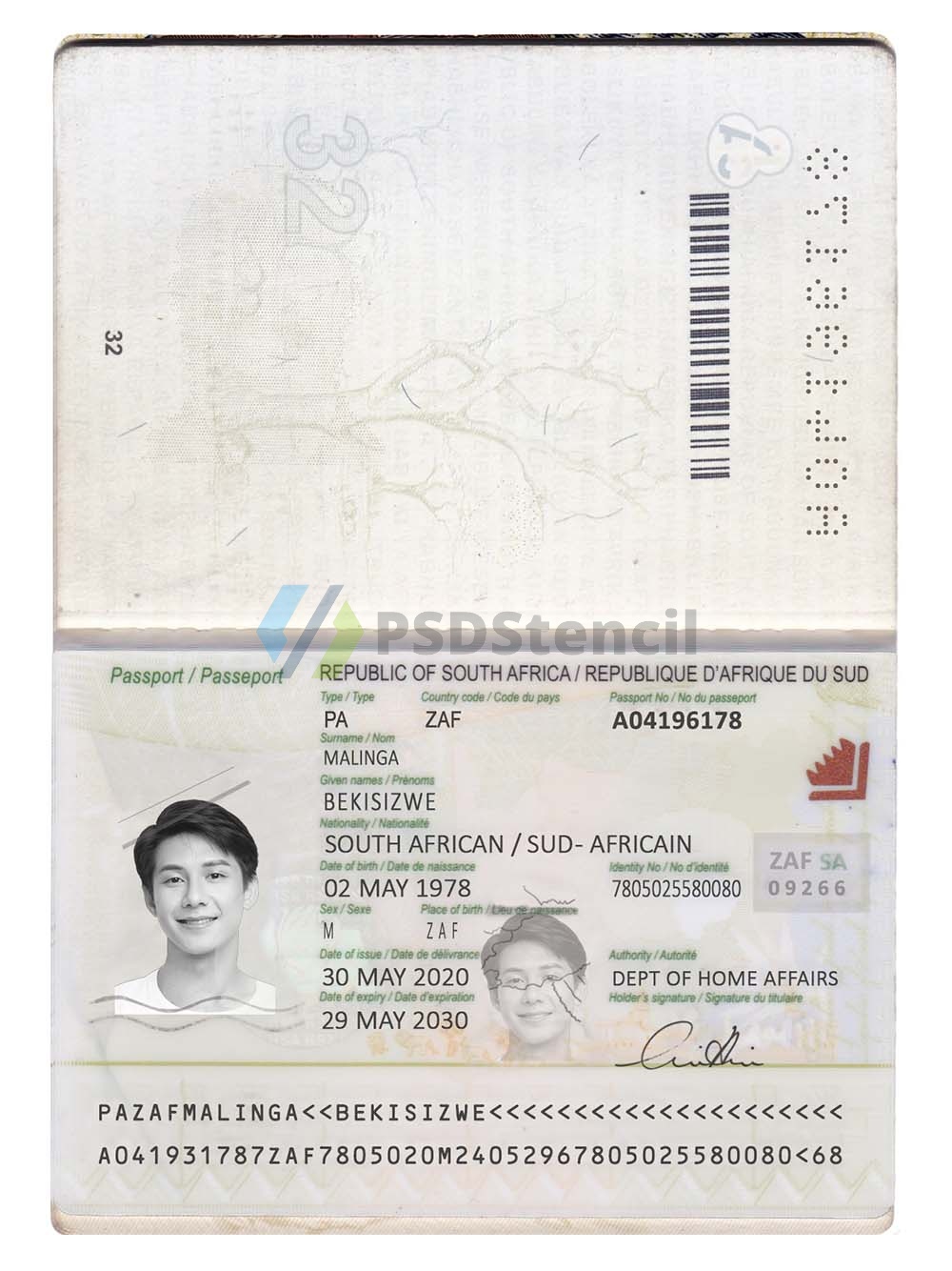 非洲|South Africa Passport南非护照PS/Photoshop/PSD模板（V1版）