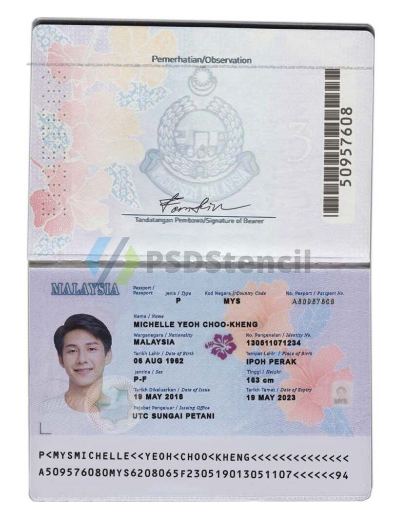 东南亚| Malaysia Passport马来西亚新版护照PS/PSD模板（V3）