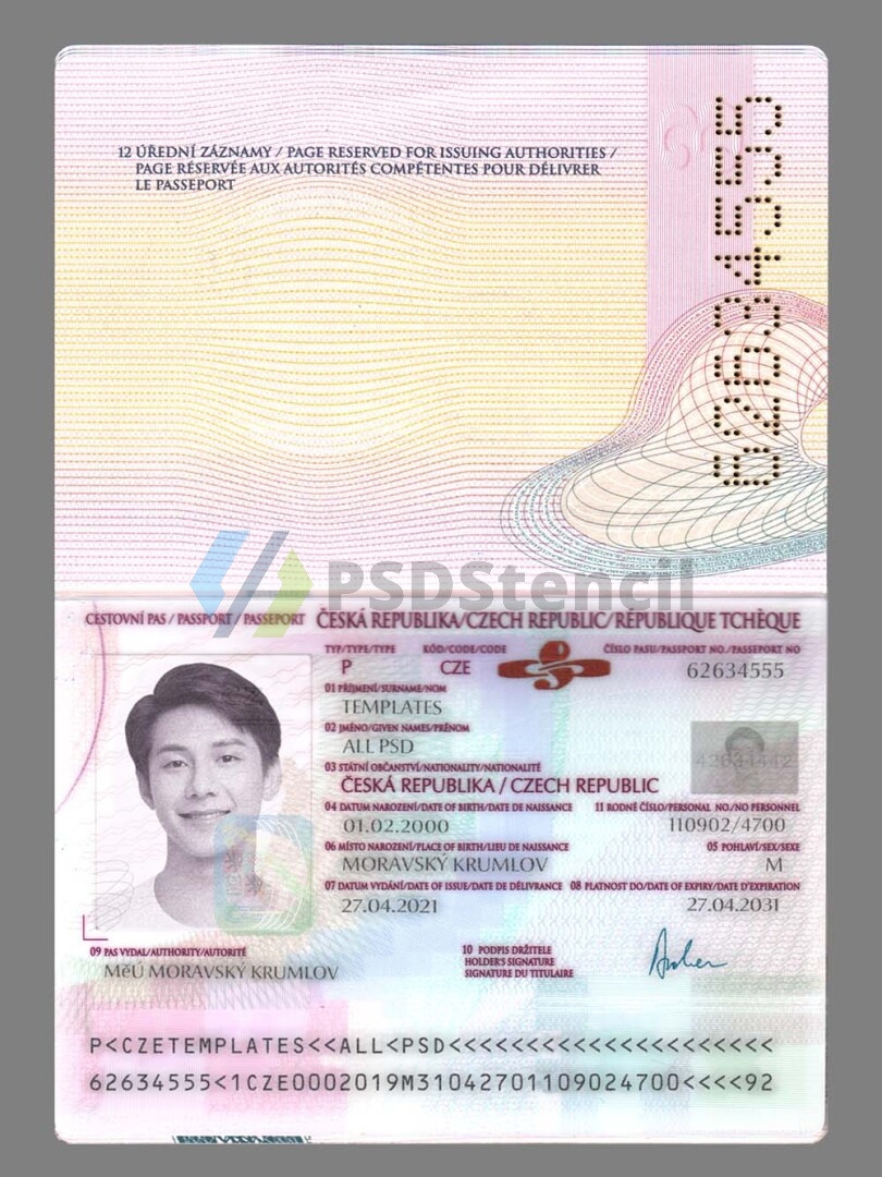 东欧| Czech Republic Passport捷克护照PS/PSD模板